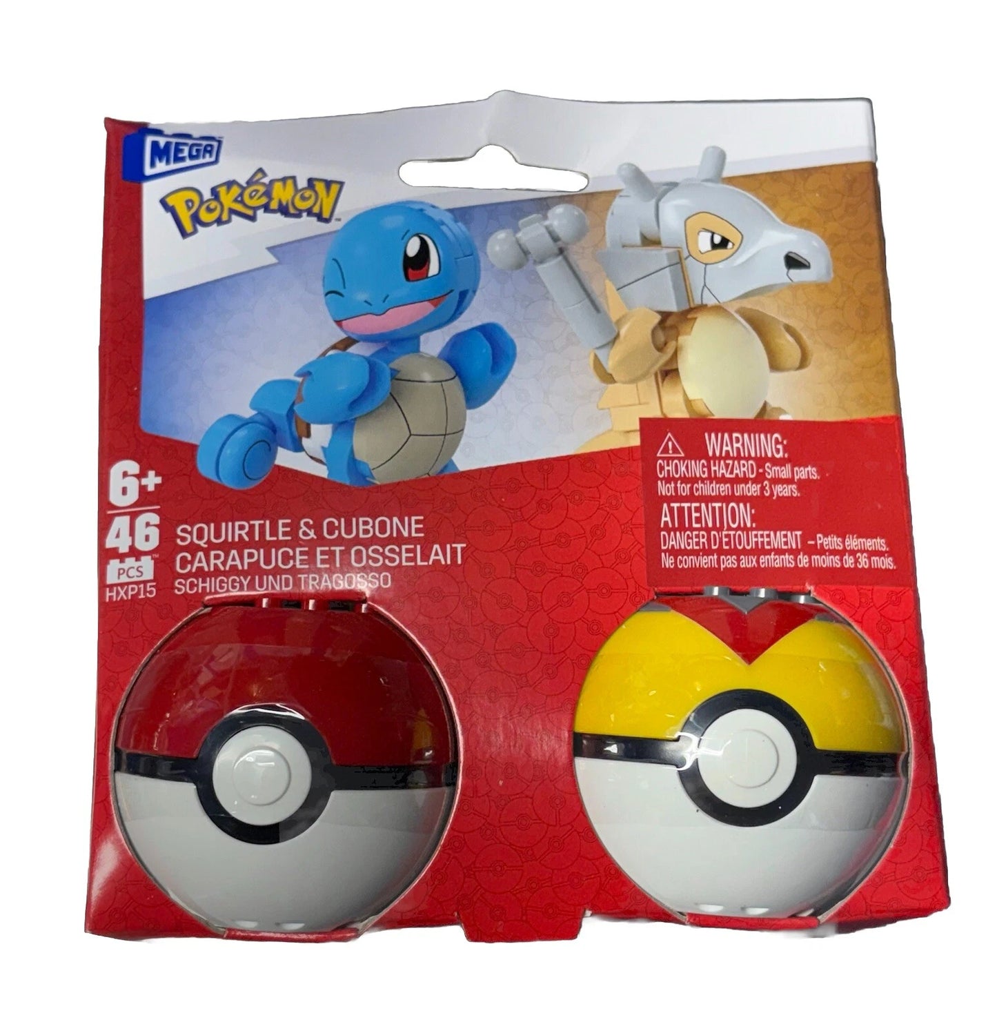 194735235728 MBL POKEMON POKEBALL SQUIRTLE I CUBONE HXP15 WB3 MATTEL
