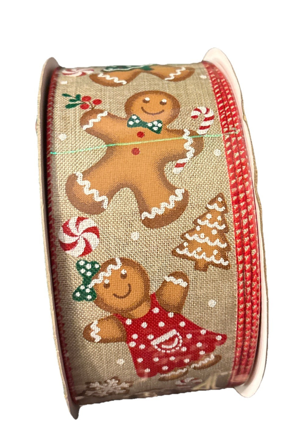 Kirkland Wire Edged Christmas gingerbread man ribbon 50 yards each 2 pack
