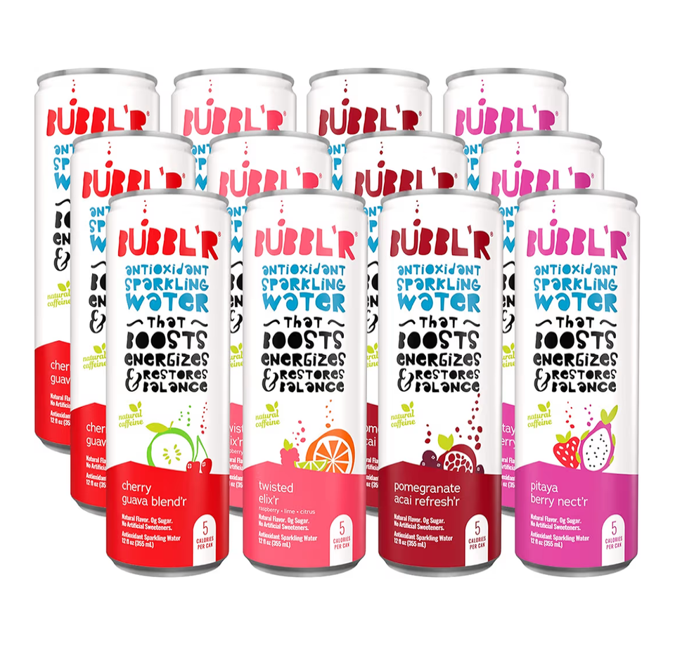  product page for BUBBL' Antioxidant Sparkling Water Variety Pack on a white background.