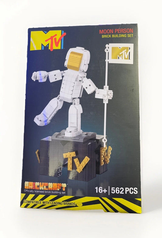 MTV Moon Person brick building set packaging on a white background
