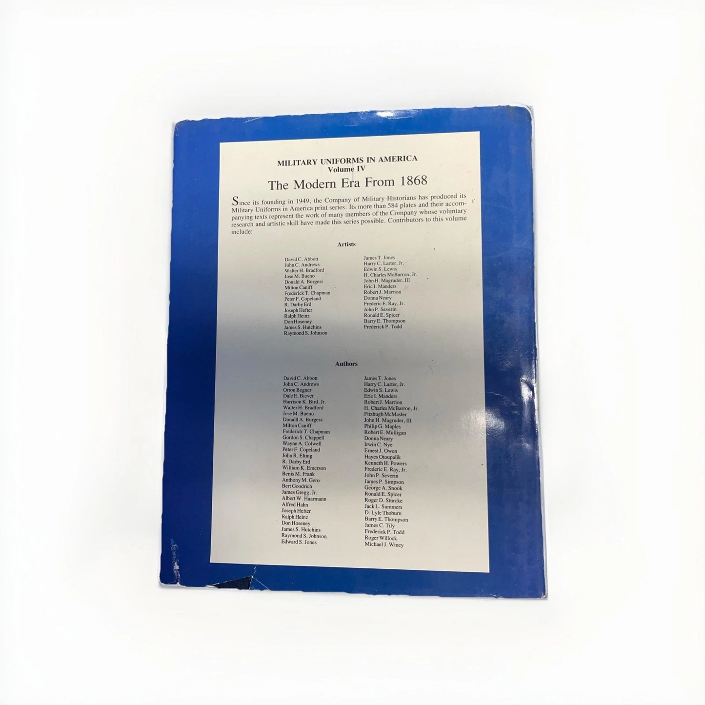 Military Uniforms in America Volume IV: Modern Era From 1868 (1988) Hardcover Dj