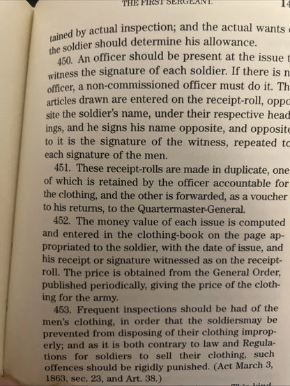 The 1865 Customs of Service for Non-Commissioned Officers & Soldiers Hc Military