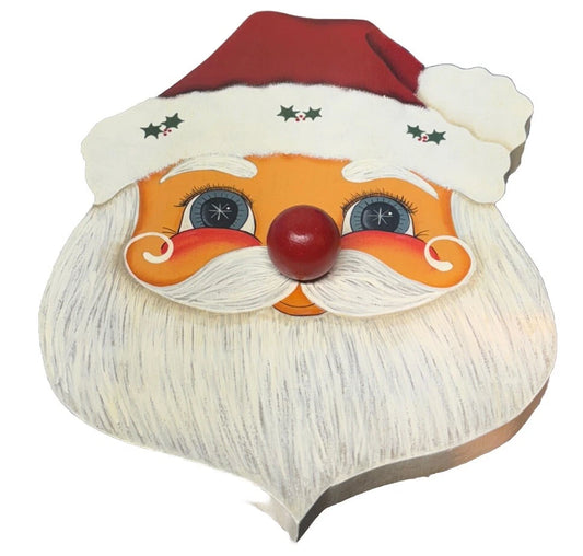 Vintage Wooden Santa Head Wall Decor Unique Hand Made Christmas