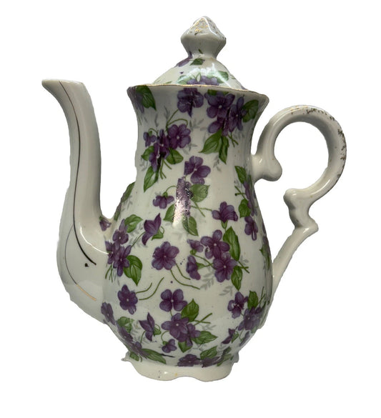 Vintage Floral Japanese 7" Tea Pot w/ Lid  - Red Mark Japan