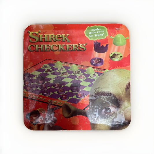 SHREK  2 Donkey Fiona Board 2004 CHECKERS  TIN SET   FACTORY SEALED  Dreamworks