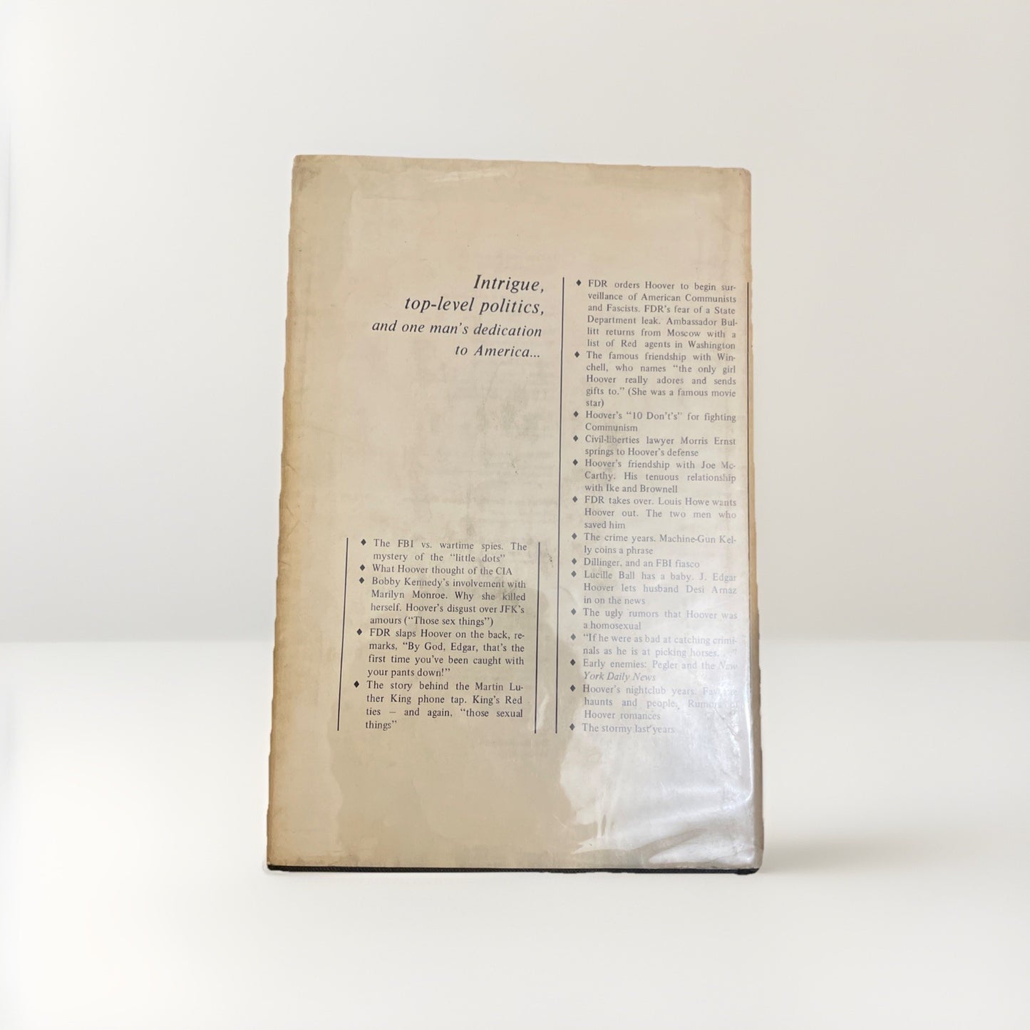 J EDGAR HOOVER THE MAN IN HIS TIME; by de TOLEDANO; FBI HISTORY (1973) Hc Dj