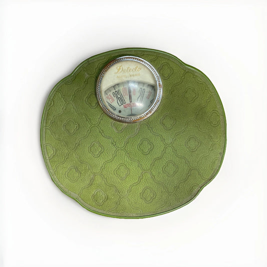 1960's Floral Vintage MCM Quilted Olive Green Detecto Scale Auto Detector Works!