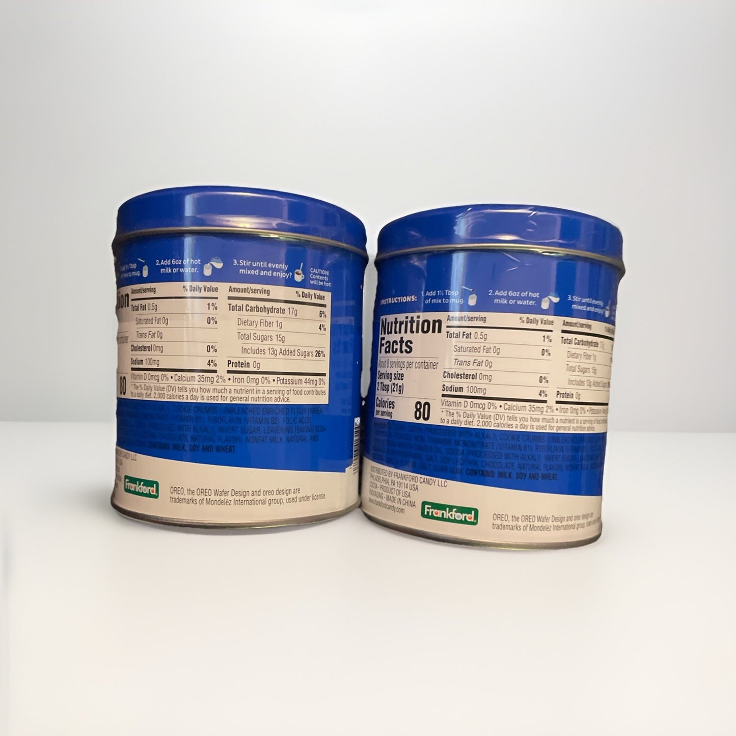 Frankford Oreo Hot Cocoa Made With Real Oreo Cookies! Mix 6 Oz Tin 2 Pack New