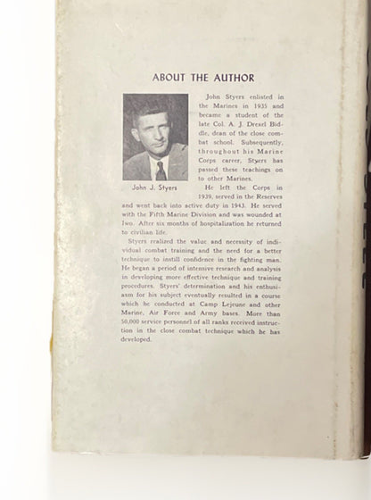 Cold Steel Close Combat by John Styers 1974 HC/DJ Paladin Press Knife Fighting