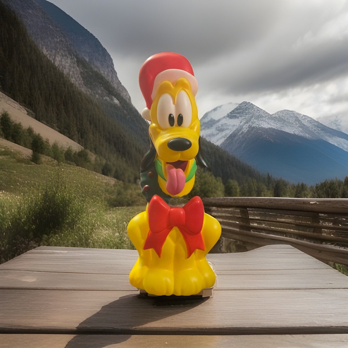 Disney's 2ft Pluto in Santa Hat Lighted Christmas Blow Mold Yard Decor