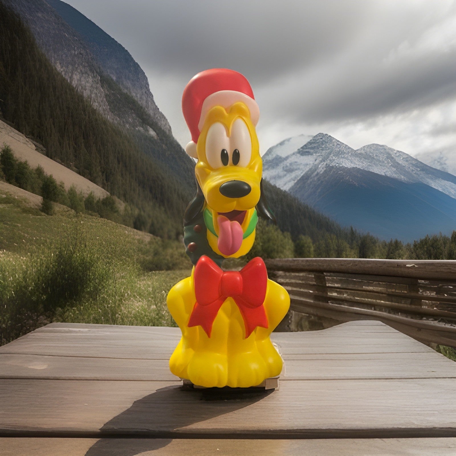 Disney's 2ft Pluto in Santa Hat Lighted Christmas Blow Mold Yard Decor