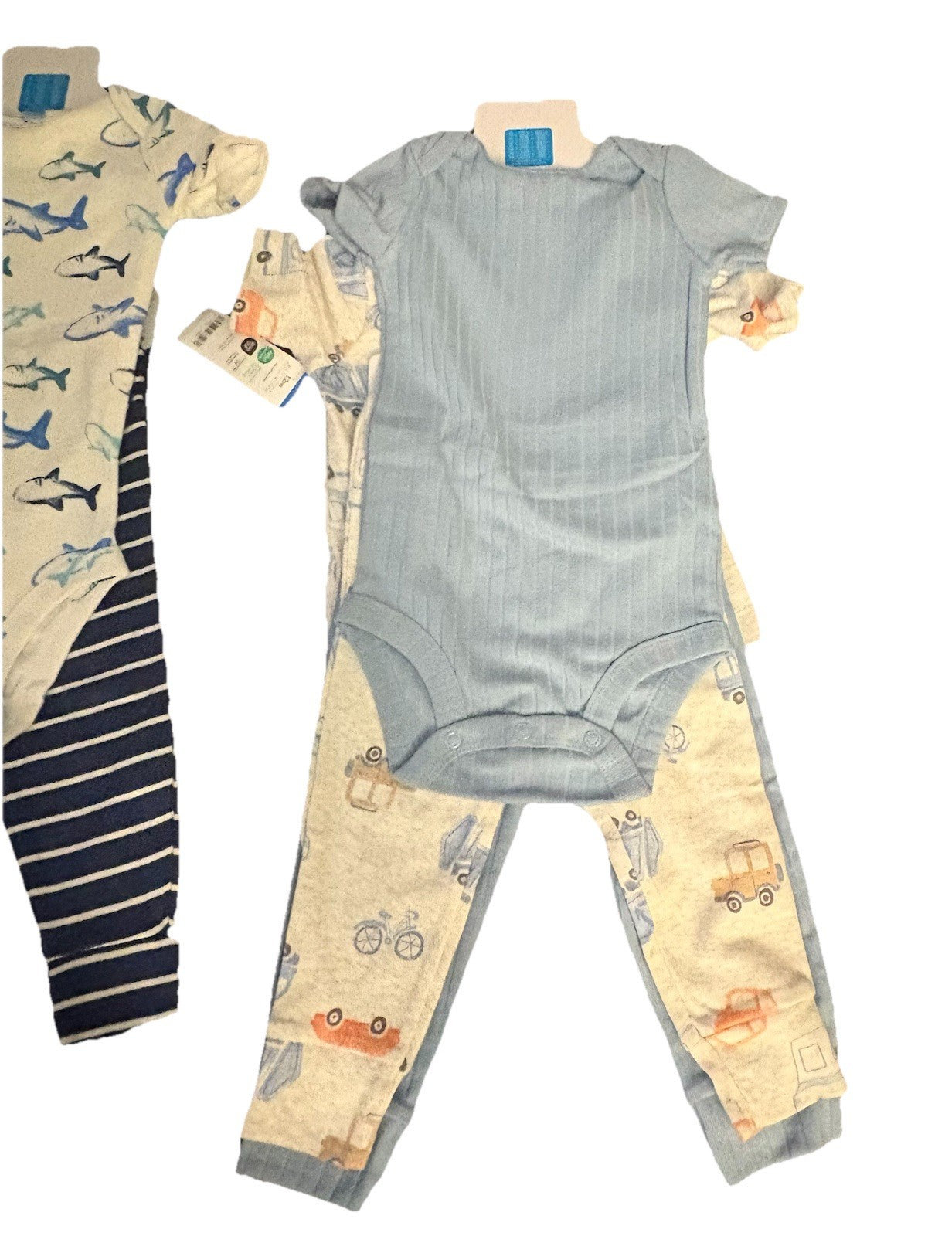 CARTER'S Boys Dinosaurs, Trucks, Cars, 4 Shirts, 4 Pants Sets, 12mo