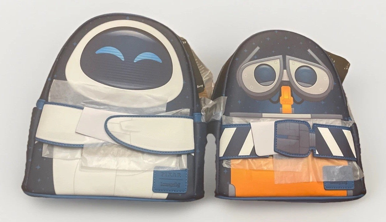 Loungefly Disney Pixar WALL-E And EVE Magnetic Hands Mini Backpack Set Of Two Nw
