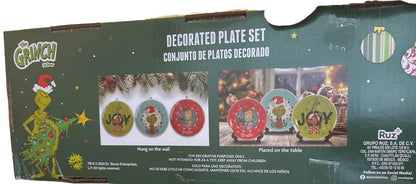 Dr. Seuss The Grinch 3 Pc Multi Color Christmas 5 Inch Decorative Plate Set