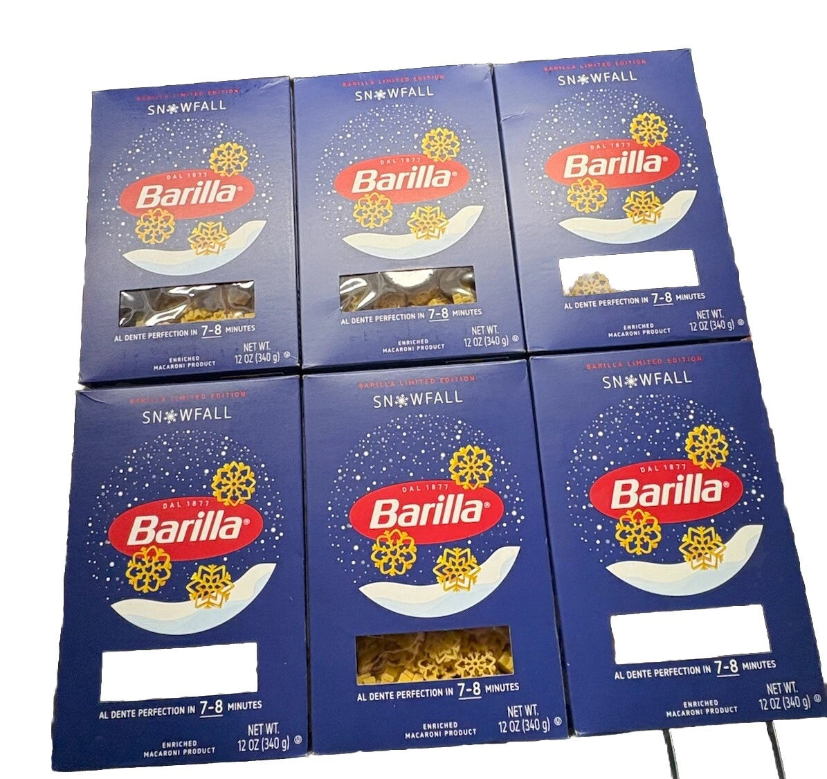 Barilla Snowfall Pasta Limited Edition Holiday 12 oz - Lot of 6 -