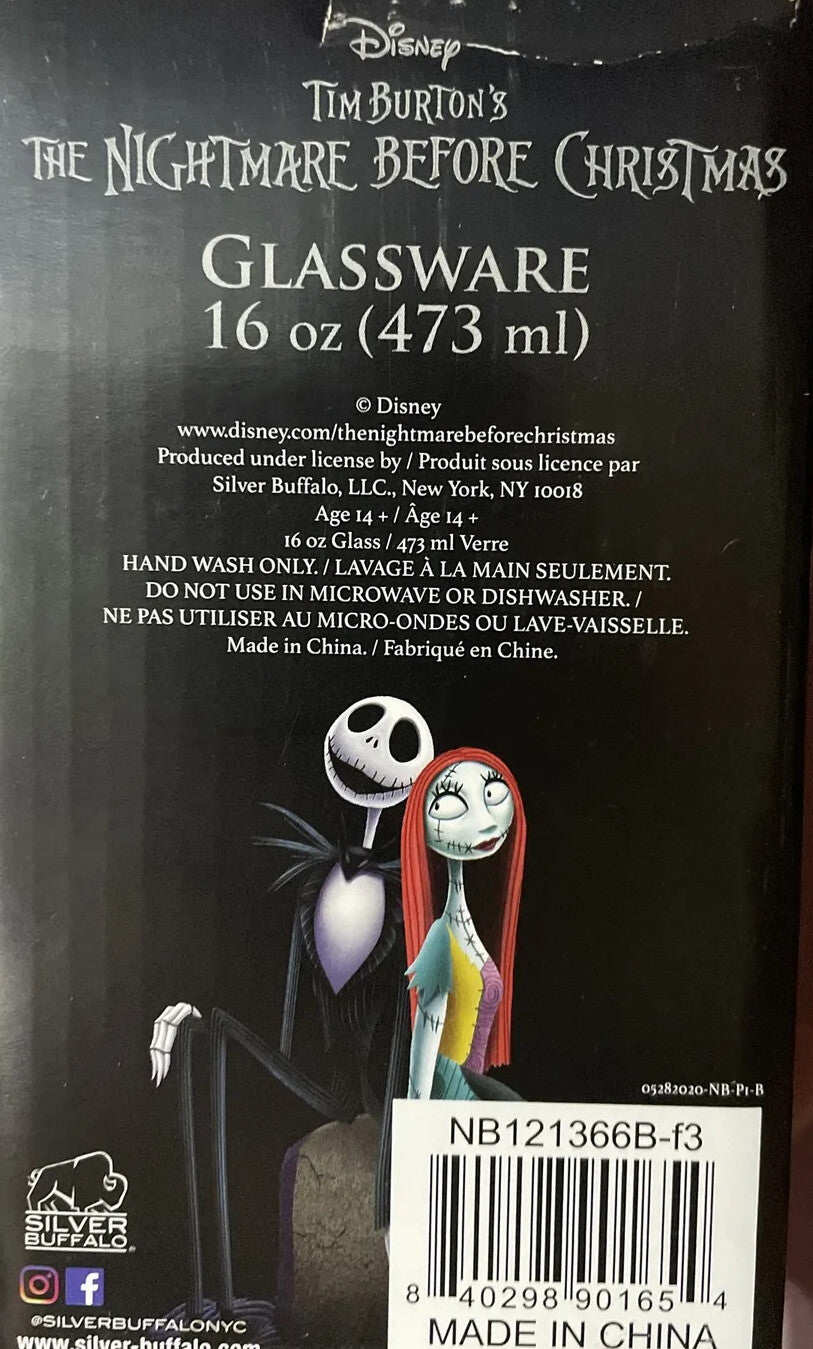 The Nightmare Before Christmas -Pint Tumbler Glass - 16oz - NEW Halloween Burton