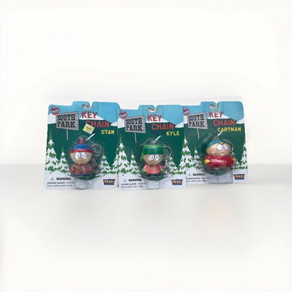 Cartman Stan Kyle Keychain Lot 1998 South Park Comedy Central Sealed in Package set of 3