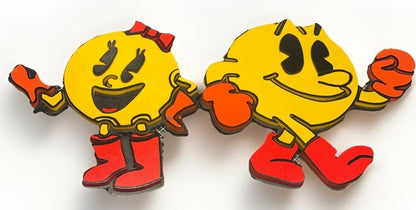 Pac-Man Style Characters Wall Art Pair – Arcade Game Room Display – Unique Set