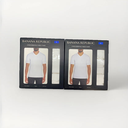 Banana Republic Men's Essential V-Neck Tee 6-pack Cotton White Large New In Box