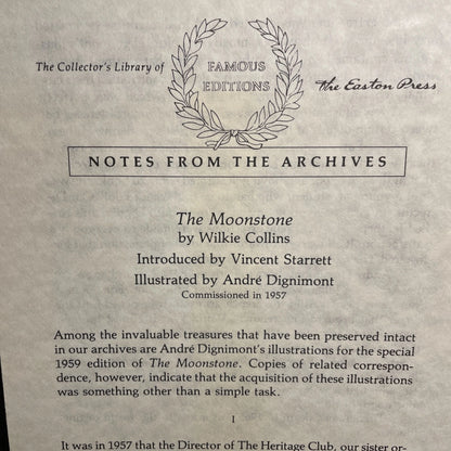 Easton Press The MOONSTONE By Wilkie Collins I Collector's "Famous Editions" 1959