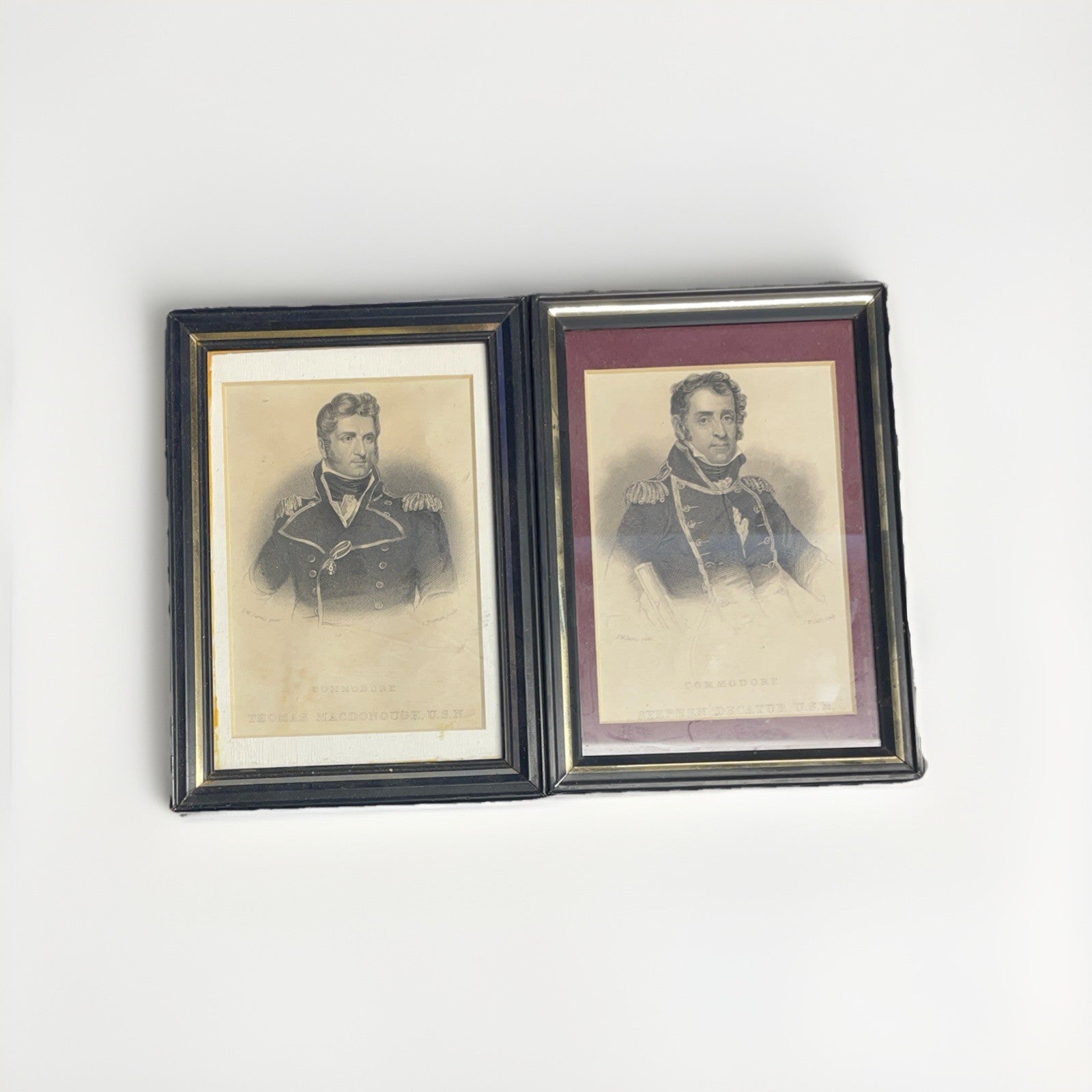 Pair of Framed Naval Engravings – Commodore Stephen Decatur & Thomas Macdonough