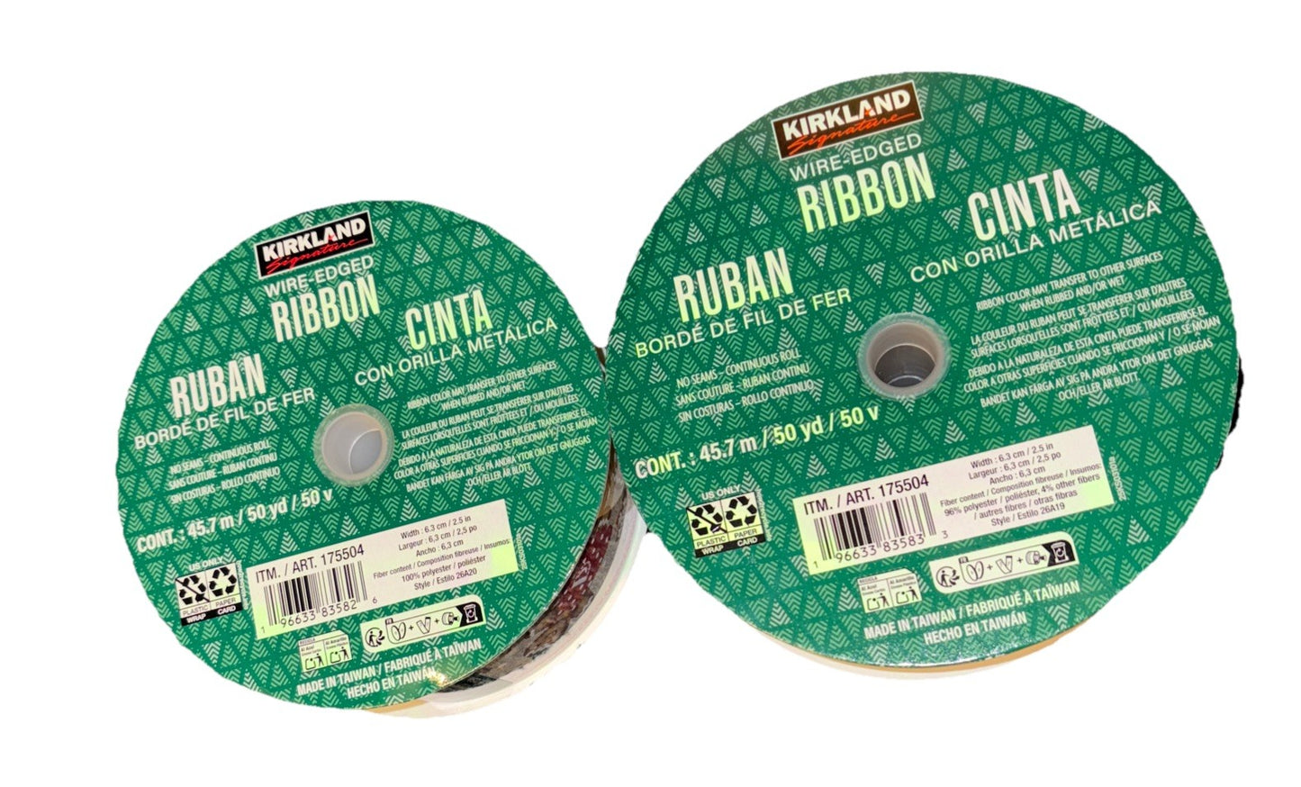 Kirkland Wire Edged Christmas gingerbread man ribbon 50 yards each 2 pack