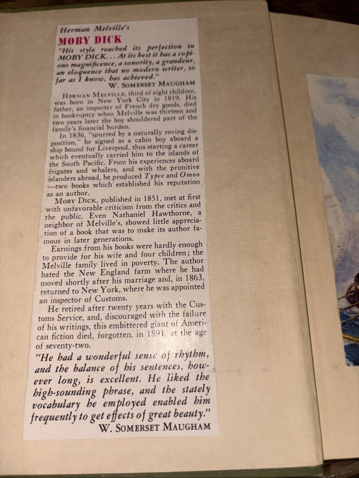 MOBY DICK antique FIRST EDITION whaling HERMAN MELVILLE Hunting WHALE FISHING