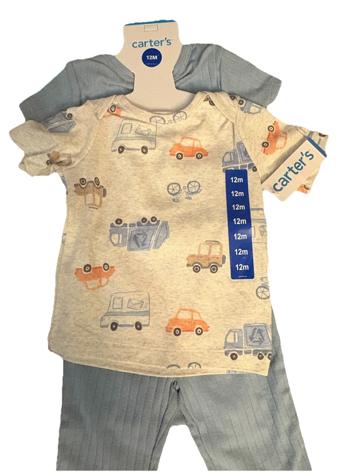 CARTER'S Boys Dinosaurs, Trucks, Cars, 4 Shirts, 4 Pants Sets, 12mo