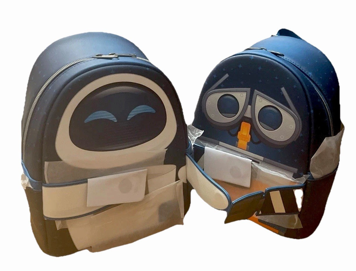 Loungefly Disney Pixar WALL-E And EVE Magnetic Hands Mini Backpack Set Of Two Nw