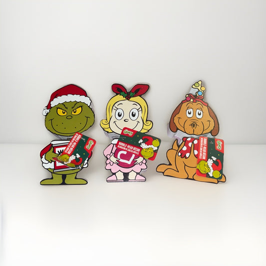 Dr. Seuss Grinch & Max Cindy Who Christmas Wood Bobble Head Lot NEW Decoration 3