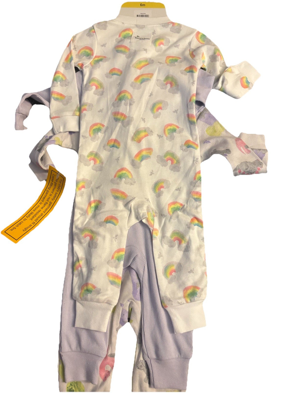 Burt's Bees Baby 3-pack Sleep & Play Pajamas 6mo, Rainbows, Dinosaurs