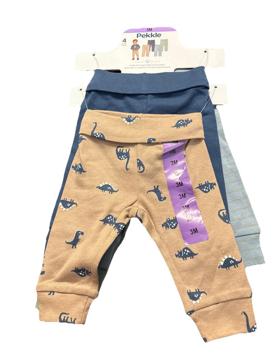 Lot of 4 Pants Clothing New w Tags For Baby Sizes 3 Months For Boy, Dinosaur