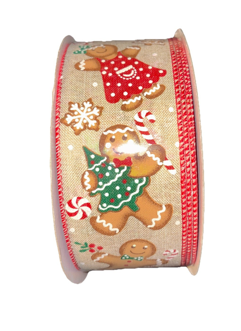 Kirkland Wire Edged Christmas gingerbread man ribbon 50 yards each 2 pack