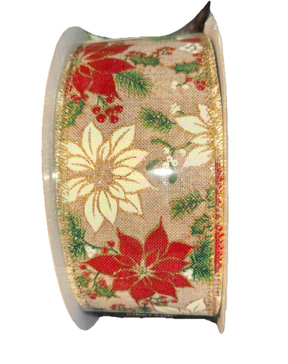 Kirkland Wire Edged Christmas gingerbread man ribbon 50 yards each 2 pack