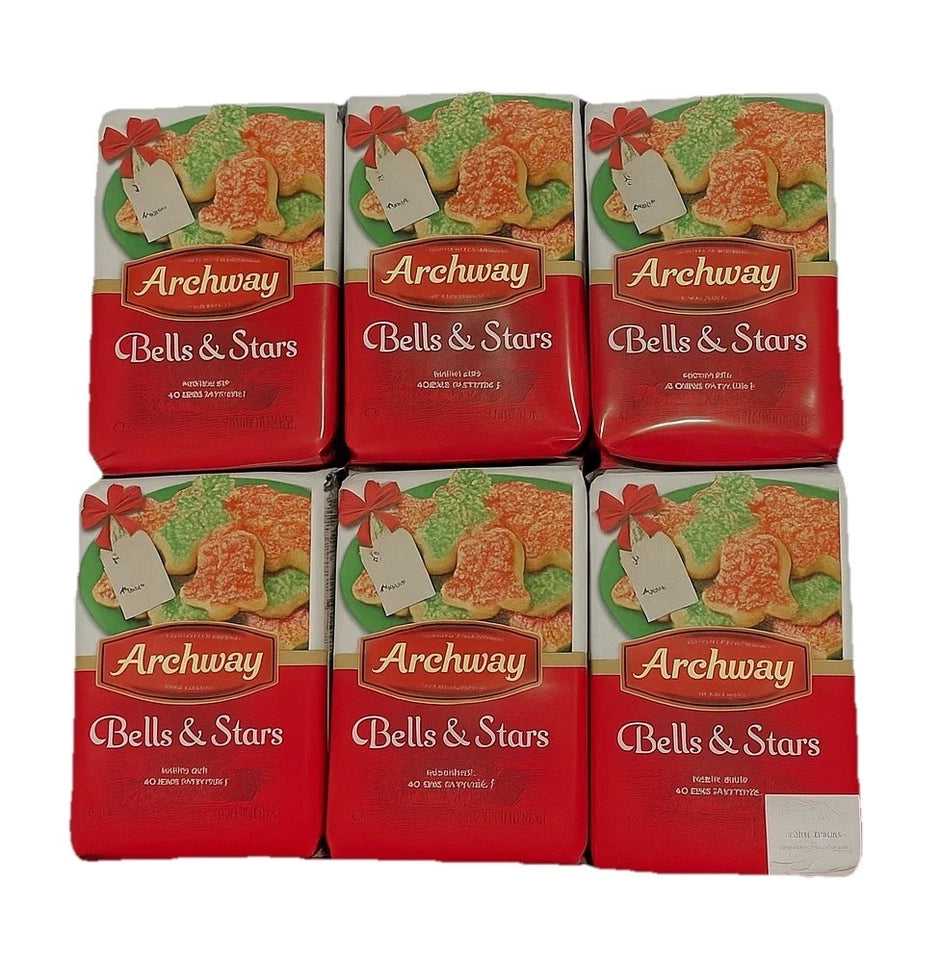 Archway Christmas Cookies, Bells and Stars, Pack Of 6