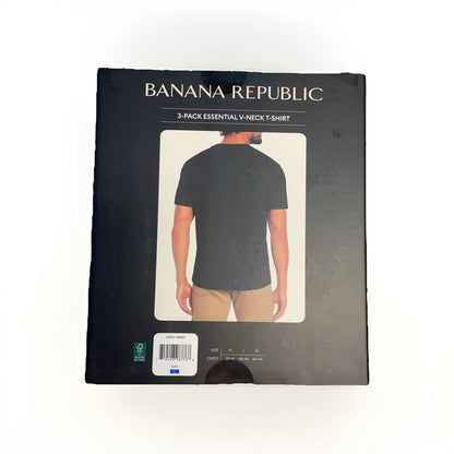 Banana Republic Men's V-Neck Tee Black T-Shirt 3 Pack Large New In Box